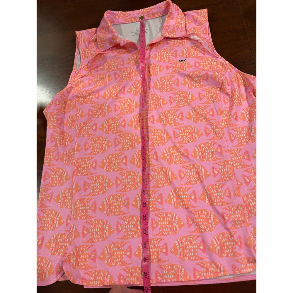 Vineyard Vines Performance Sleeveless Polo pink Orange Fish Woman XL - Picture 5 of 7